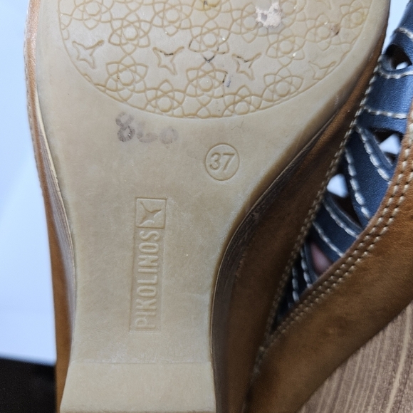 Pikolinos leather capri wedge sandals dark blue EU 37 US 6.5-7 - Picture 10 of 11